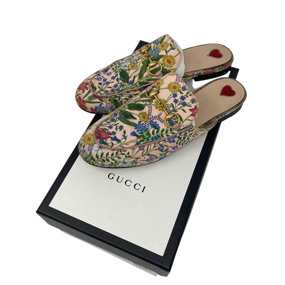 Gucci Pink Micro New Flora Horsebit Mules (Size 36.5 EU) - Picture 2 of 14